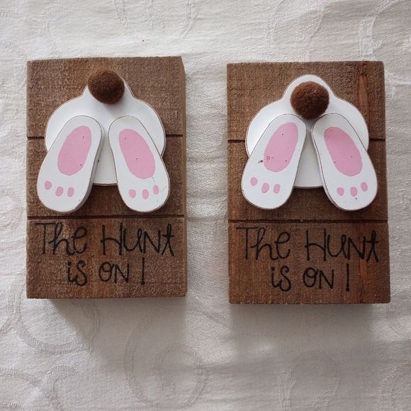 Wooden Easter Bunny Decor, set of 2 - Picture 1 of 8